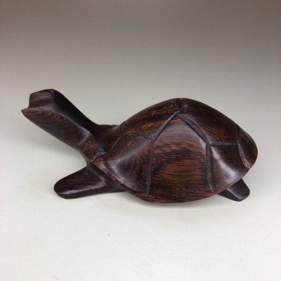 Small Hand Carved Wooden Turtle - Picture 1 of 8